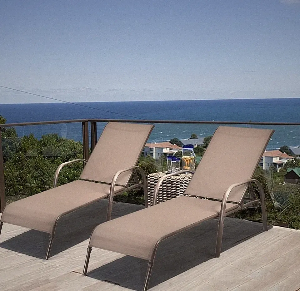 2 Pack Patio Lounge Chair, Outdoor Chaise Lounge with 5 Adjustable Backrest, NEW