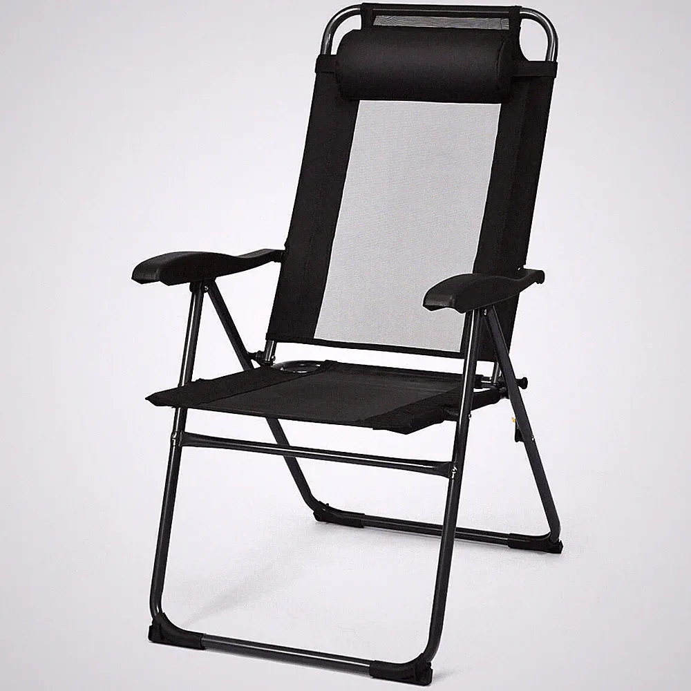 2 Pieces Patio Adjustable Folding Recliner Chairs with 7 Level Adjustable Backre