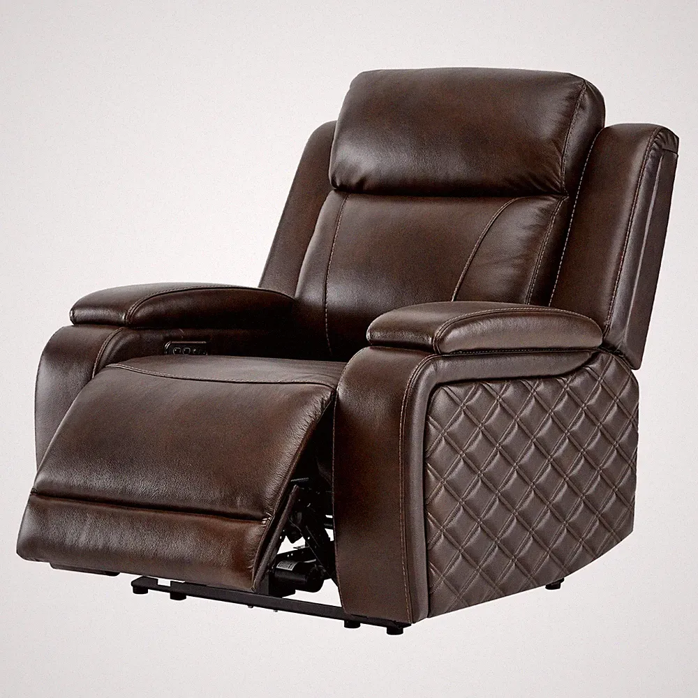 CHITA Genuine Leather Power Recliner Chairs, Zero Gravity Recliner w/ Headrest