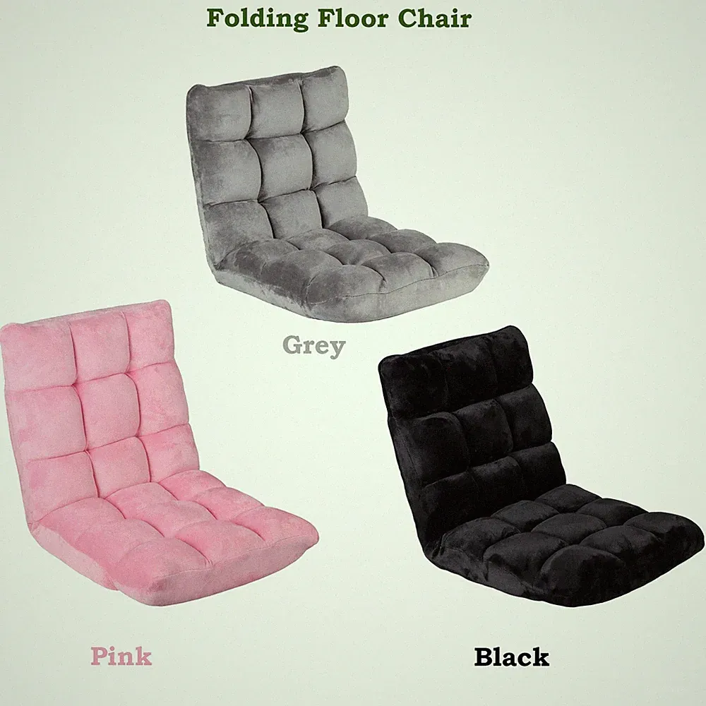 Folding Floor Chair with Back Support 14 Adjustable Position Lazy Sofa Chair