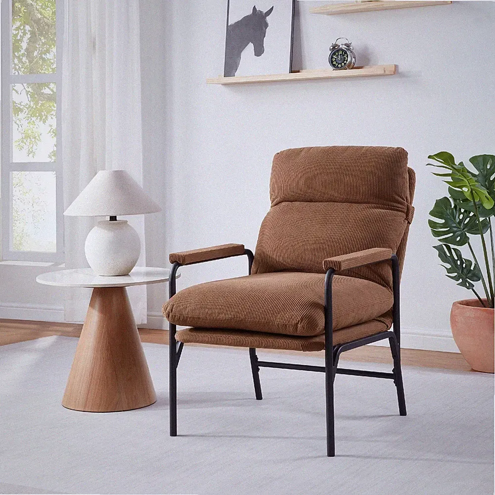 Modern Reclining Accent Chair w/ Adjustable Backrest Brown