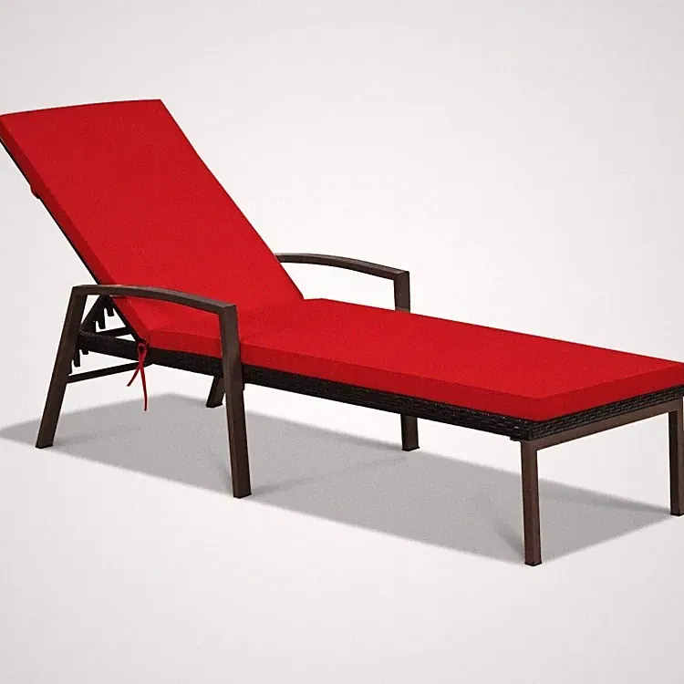 Outdoor Wicker Rattan Sun Lounger - Adjustable Backrest, 5-Position Recliner