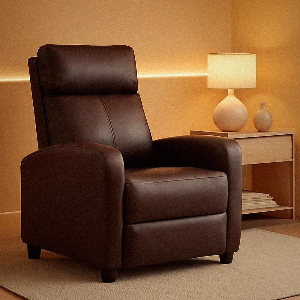 Recliner Chair Brown Adjustable Living Room Armchair