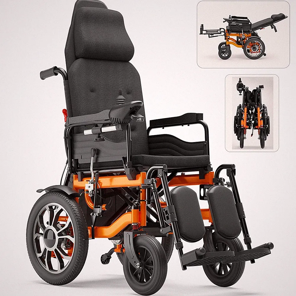 Used Electric Wheelchair Reclining Foldable Lightweight Mobility Motorized