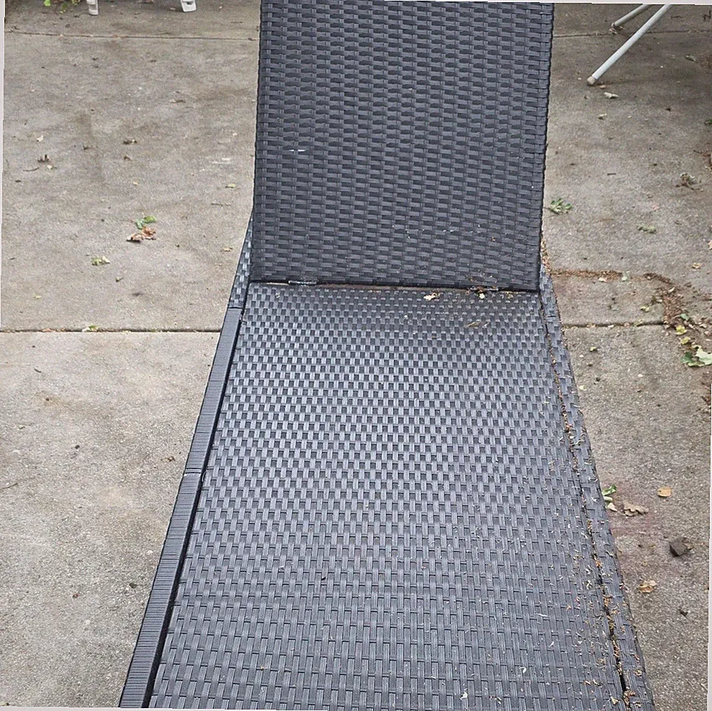 Weather Resistant Black Wicker Reclining Lounger Outdoor Chair