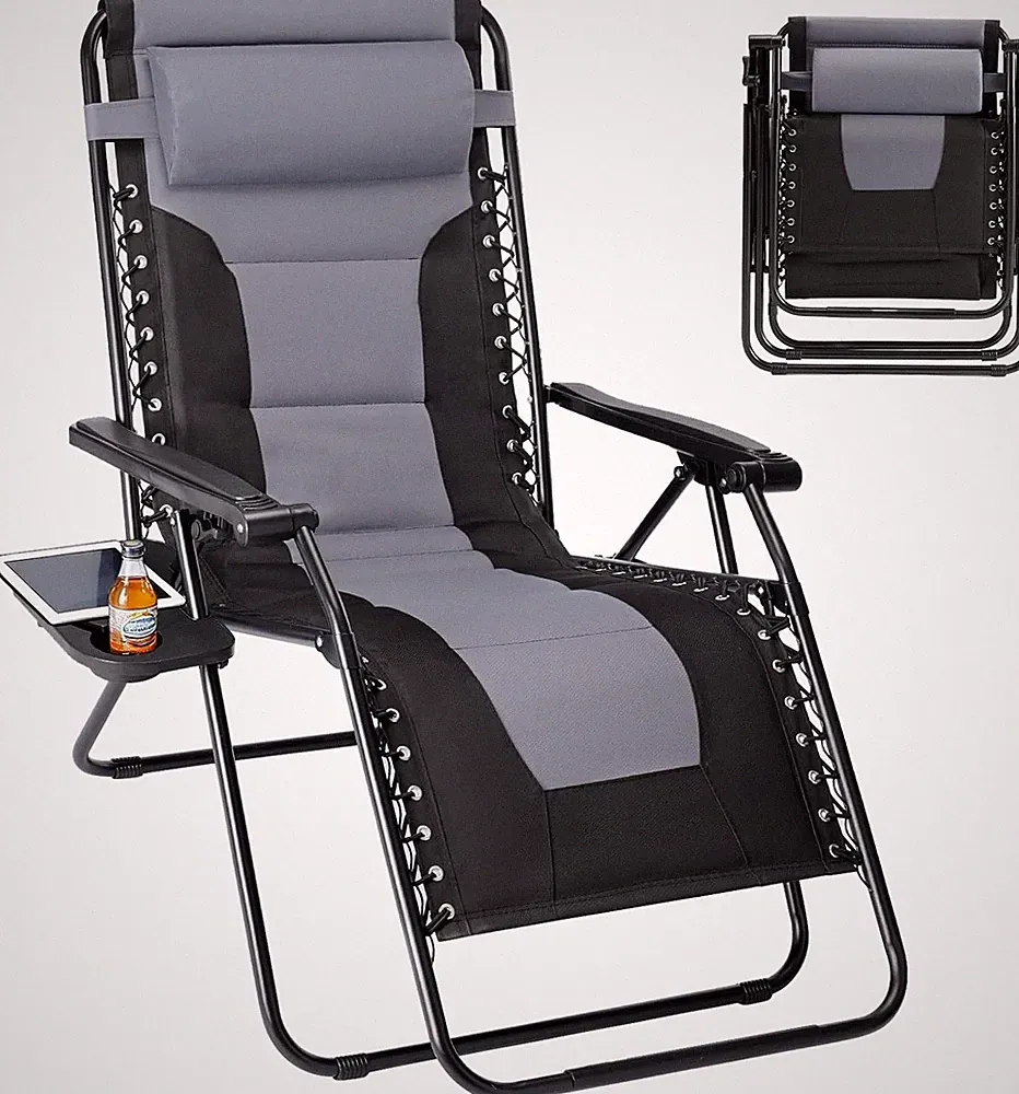 Zero Gravity Chair Portable Patio Lounge Chair w/Adjustable Headrest&Cup Holder